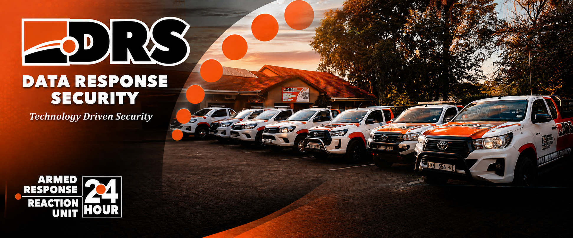 DRS armed response fleet outside the Louis Trichardt base at dusk